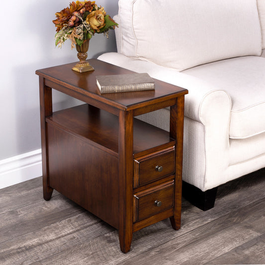 Butler Specialty Company - Marcus 12 in. W Rectangular Wood 2 Drawer Side Table with Storage, Medium Brown - 6191011