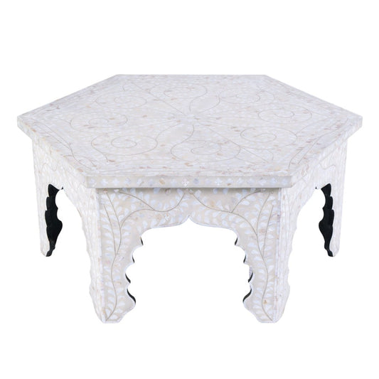 Butler Specialty Company - Marjorie 40.5 in. W Hexagon Mother of Pearl Coffee Table, White - 5963325 view 1