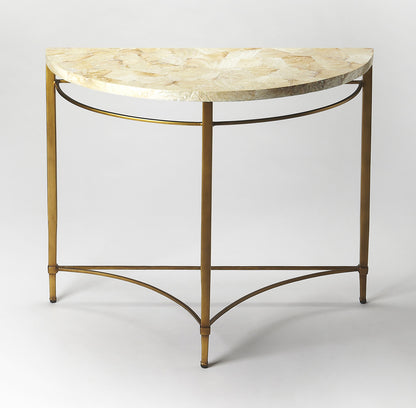 Butler Specialty Company - Marlena 35 in. W Demilune Cabebe Shell & Metal Console Table, Gold - 6185025
