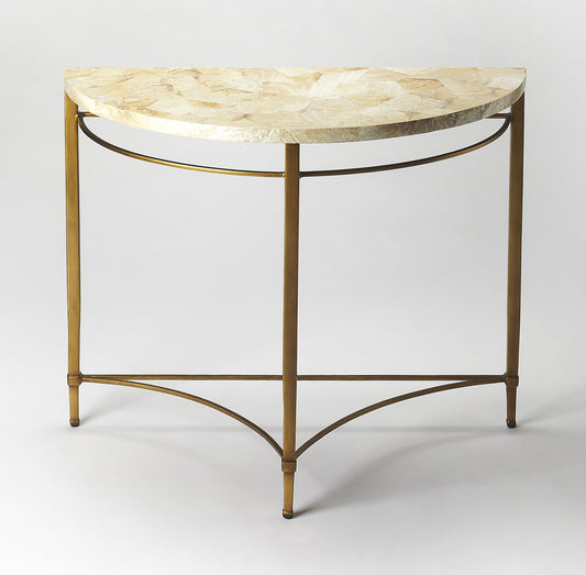 Butler Specialty Company - Marlena 35 in. W Demilune Cabebe Shell & Metal Console Table, Gold - 6185025