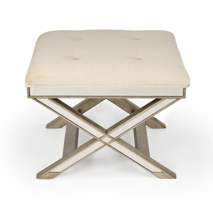 Butler Specialty Company - Marlo 26 in. W Rectangular Mirrored Vanity Stool, Cream - 1253146