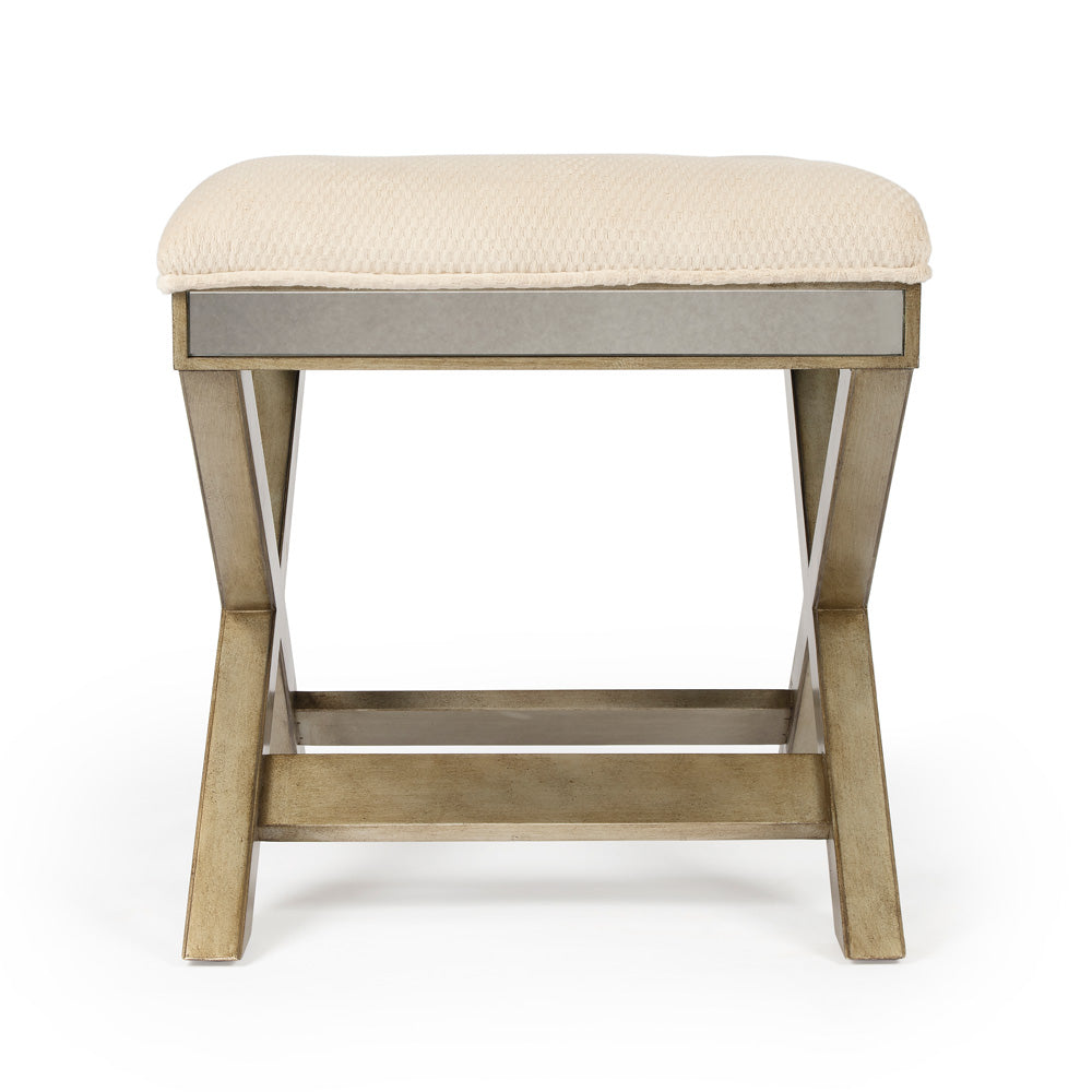 Butler Specialty Company - Marlo 26 in. W Rectangular Mirrored Vanity Stool, Cream - 1253146