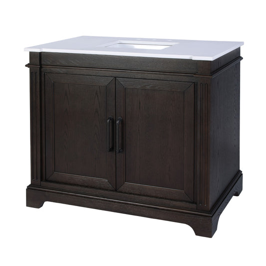 Butler Specialty Company - Maurice 42 in. W Wood & Quartz Single Bathroom Vanity, Dark Brown - 5994510 view 1