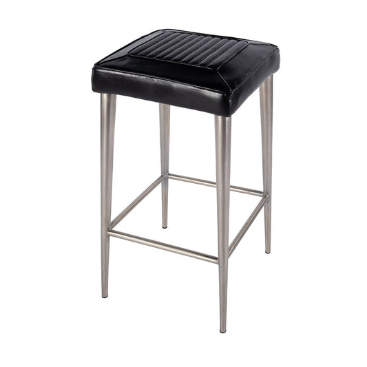 Butler Specialty Company - Maxwell 32 in. Seat Height Leather and Metal Square Seat Backless Bar Stool, Black - 4346034 View 1