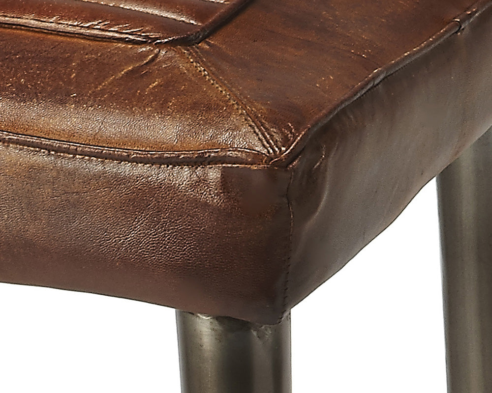 Butler Specialty Company - Maxwell 32 in. Seat Height Leather & Metal Backless Bar Height Stool with Footrest, Dark Brown - 4346344