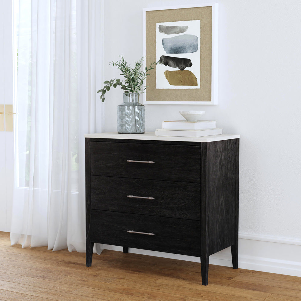 Butler Specialty Company - Mayfair 33 in. W Rectangular 3 Drawer Wood and Marble Chest, Black - 5750432