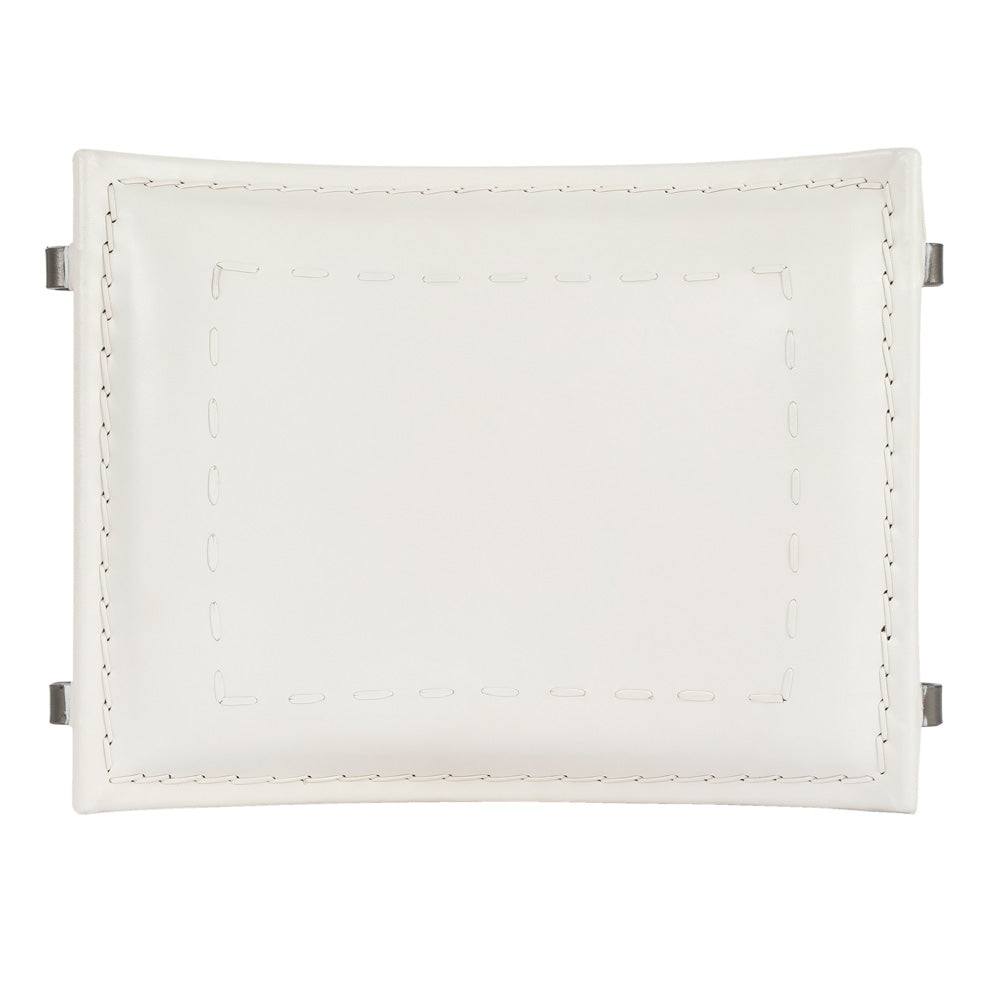 Butler Specialty Company - Melton 20.5 in. Seat Height Leather & Metal Foldable Backless Accent Stool, White - 3722411