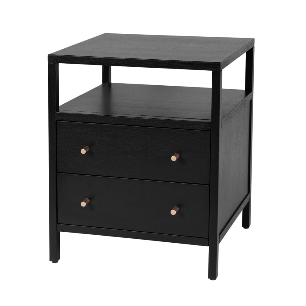 Butler Specialty Company - Mendel 21.25 in. W Rectangular Wood 2 Drawer Narrow Nightstand with Open Shelf, Black - 6276515 view 1