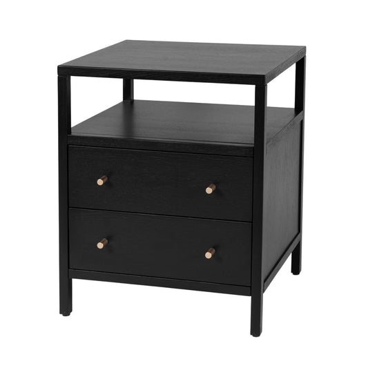 Butler Specialty Company - Mendel 21.25 in. W Rectangular Wood 2 Drawer Narrow Nightstand with Open Shelf, Black - 6276515 view 1