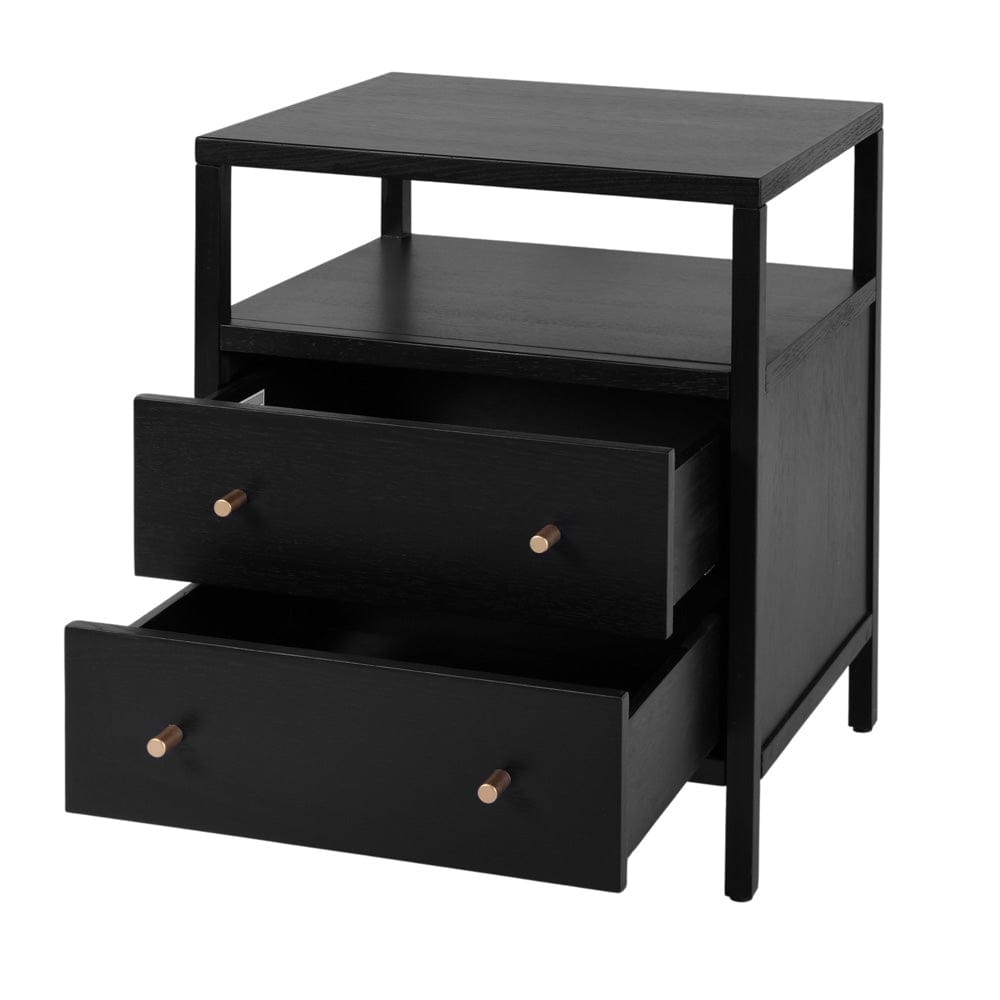 Butler Specialty Company - Mendel 21.25 in. W Rectangular Wood 2 Drawer Narrow Nightstand with Open Shelf, Black - 6276515 view 3