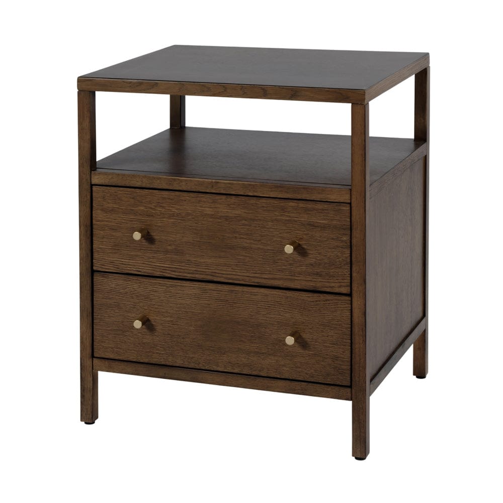 Butler Specialty Company - Mendel 21.25 in. W Rectangular Wood 2 Drawer Narrow Nightstand with Open Shelf, Walnut - 6276513 view 1