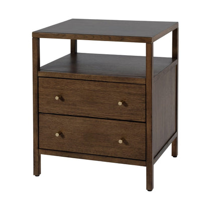 Butler Specialty Company - Mendel 21.25 in. W Rectangular Wood 2 Drawer Narrow Nightstand with Open Shelf, Walnut - 6276513 view 1