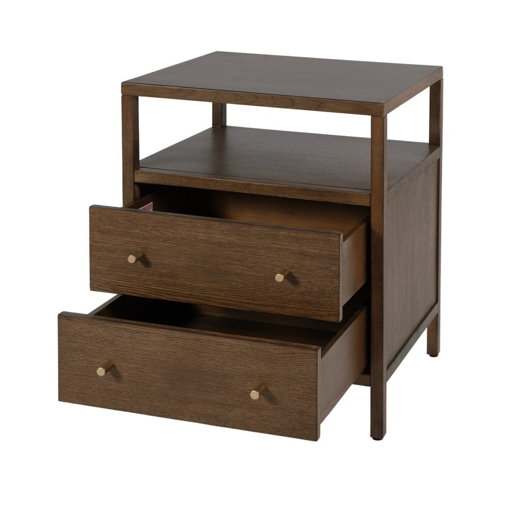 Butler Specialty Company - Mendel 21.25 in. W Rectangular Wood 2 Drawer Narrow Nightstand with Open Shelf, Walnut - 6276513 view 3