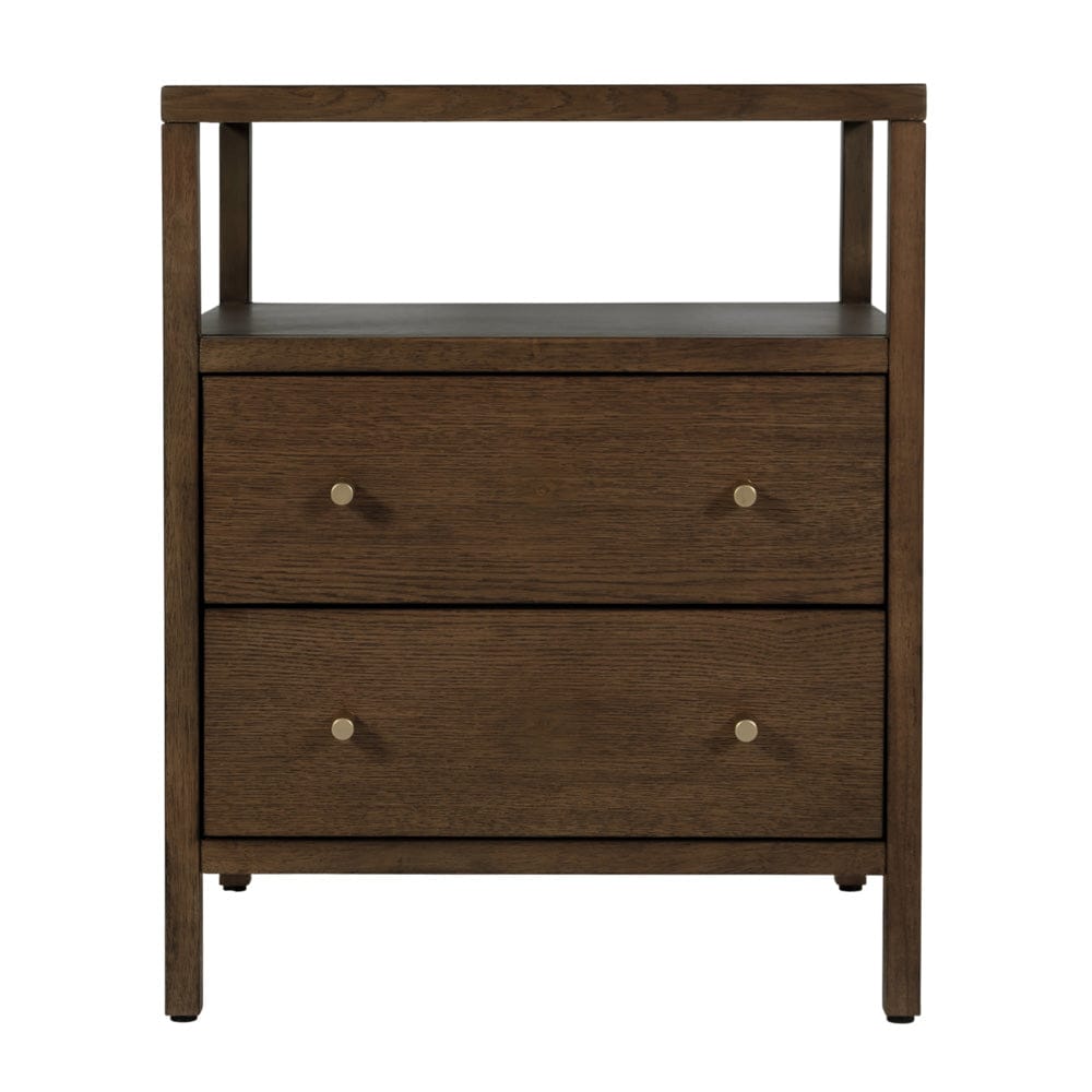 Butler Specialty Company - Mendel 21.25 in. W Rectangular Wood 2 Drawer Narrow Nightstand with Open Shelf, Walnut - 6276513 view 4