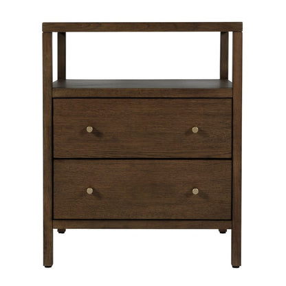 Butler Specialty Company - Mendel 21.25 in. W Rectangular Wood 2 Drawer Narrow Nightstand with Open Shelf, Walnut - 6276513 view 4