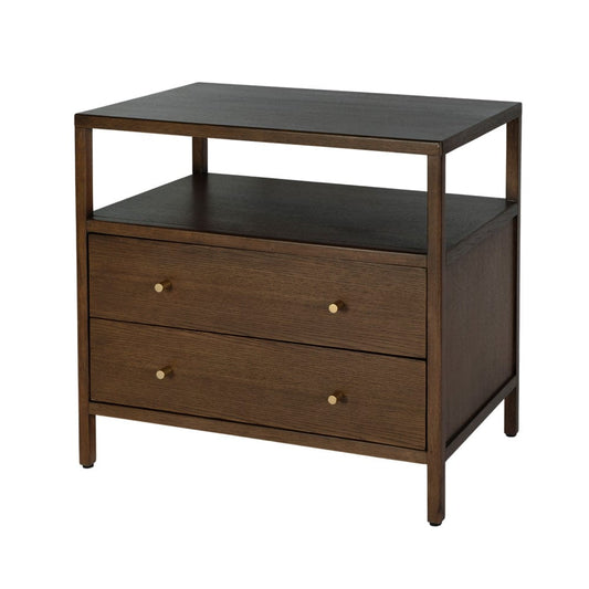 Butler Specialty Company - Mendel 28 in. W Rectangular Wood 2 Drawer Wide Nightstand w Open Shelf5942, Walnut - 6265513 view 1