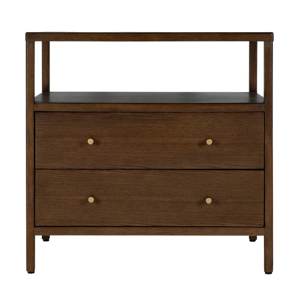 Butler Specialty Company - Mendel 28 in. W Rectangular Wood 2 Drawer Wide Nightstand w Open Shelf5942, Walnut - 6265513 view 2