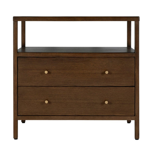 Butler Specialty Company - Mendel 28 in. W Rectangular Wood 2 Drawer Wide Nightstand w Open Shelf5942, Walnut - 6265513 view 2