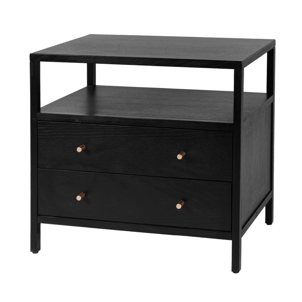 Butler Specialty Company - Mendel 28 in. W Rectangular Wood 2 Drawer Wide Nightstand with Open Shelf, Black - 6265515 view 1