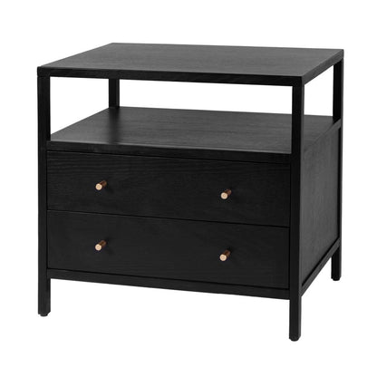 Butler Specialty Company - Mendel 28 in. W Rectangular Wood 2 Drawer Wide Nightstand with Open Shelf, Black - 6265515 view 1