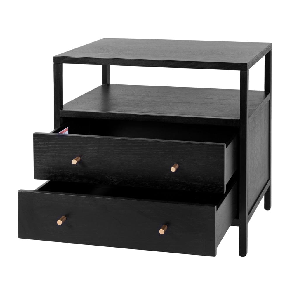 Butler Specialty Company - Mendel 28 in. W Rectangular Wood 2 Drawer Wide Nightstand with Open Shelf, Black - 6265515 view 3