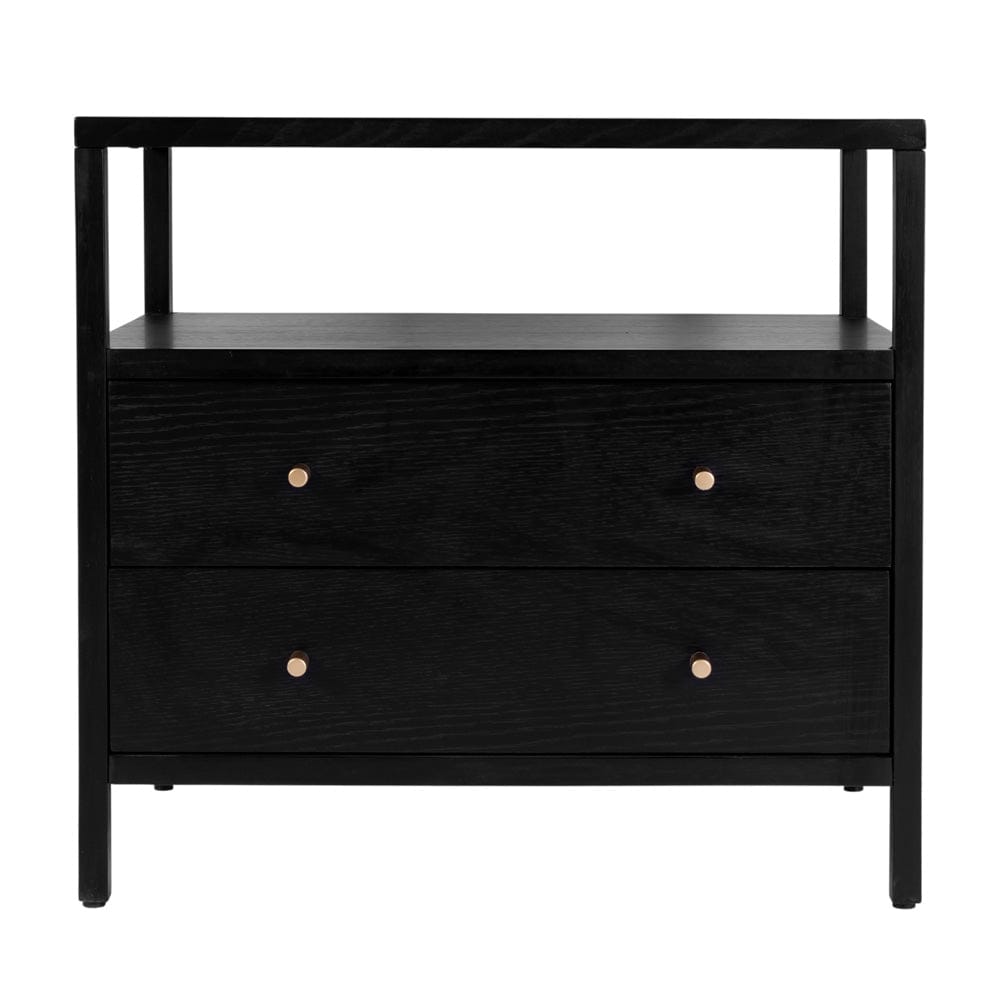 Butler Specialty Company - Mendel 28 in. W Rectangular Wood 2 Drawer Wide Nightstand with Open Shelf, Black - 6265515 view 4