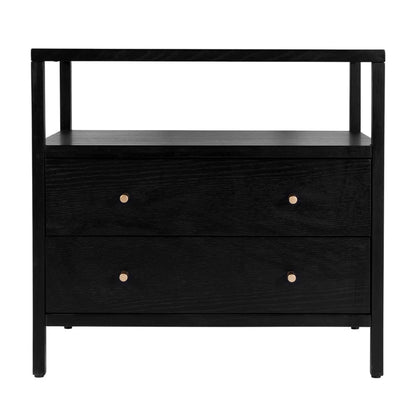 Butler Specialty Company - Mendel 28 in. W Rectangular Wood 2 Drawer Wide Nightstand with Open Shelf, Black - 6265515 view 4