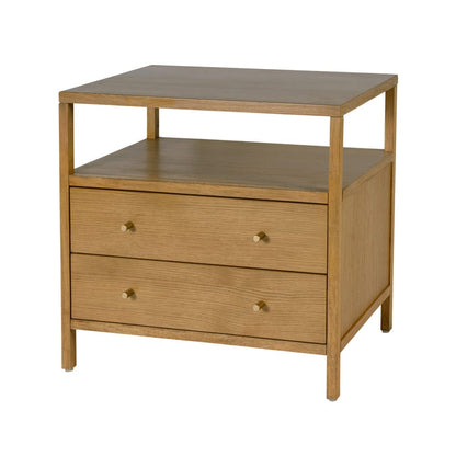 Butler Specialty Company - Mendel 28 in. W Rectangular Wood 2 Drawer Wide Nightstand with Open Shelf, Light Brown - 6265492 view 1