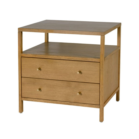 Butler Specialty Company - Mendel 28 in. W Rectangular Wood 2 Drawer Wide Nightstand with Open Shelf, Light Brown - 6265492 view 1