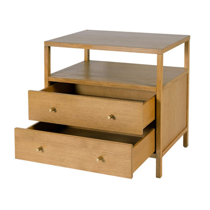 Butler Specialty Company - Mendel 28 in. W Rectangular Wood 2 Drawer Wide Nightstand with Open Shelf, Light Brown - 6265492 view 3