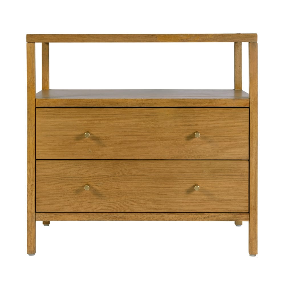 Butler Specialty Company - Mendel 28 in. W Rectangular Wood 2 Drawer Wide Nightstand with Open Shelf, Light Brown - 6265492 view 4