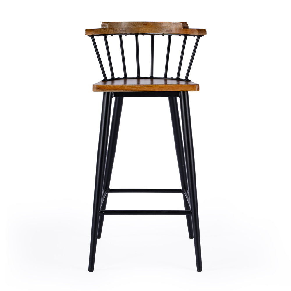 Butler Specialty Company - Merrick 30 in. Wood & Iron Spindle Back Bar Height Stool with Footrest, Brown - 5775330