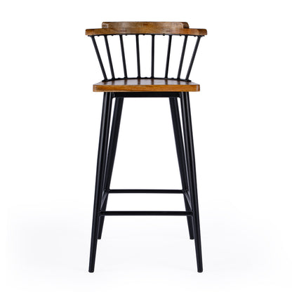Butler Specialty Company - Merrick 30 in. Wood & Iron Spindle Back Bar Height Stool with Footrest, Brown - 5775330