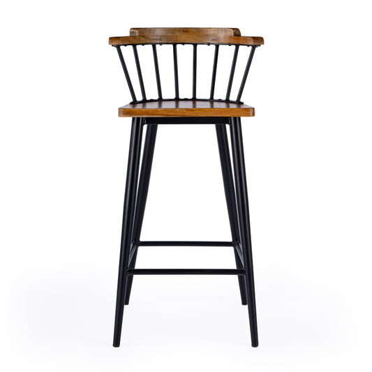 Butler Specialty Company - Merrick 30 in. Wood & Iron Spindle Back Bar Height Stool with Footrest, Brown - 5775330