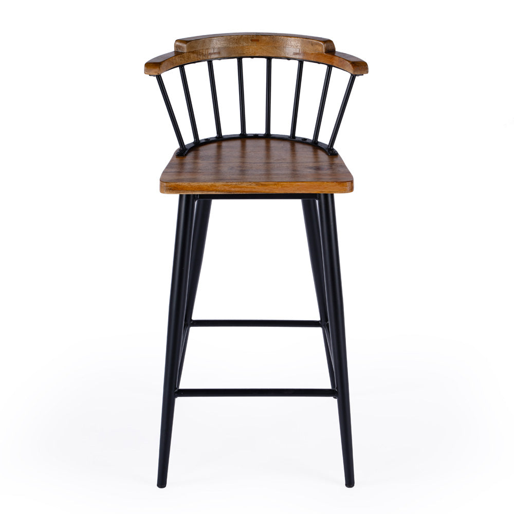 Butler Specialty Company - Merrick 30 in. Wood & Iron Spindle Back Bar Height Stool with Footrest, Brown - 5775330