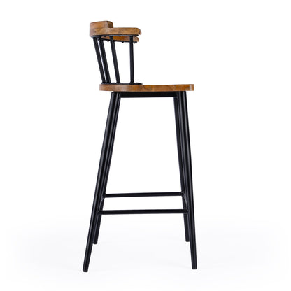 Butler Specialty Company - Merrick 30 in. Wood & Iron Spindle Back Bar Height Stool with Footrest, Brown - 5775330