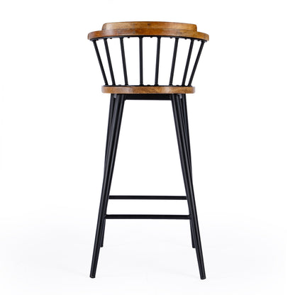 Butler Specialty Company - Merrick 30 in. Wood & Iron Spindle Back Bar Height Stool with Footrest, Brown - 5775330