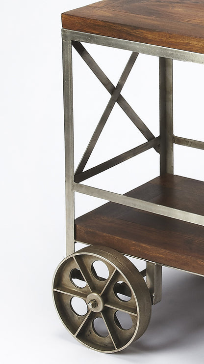 Butler Specialty Company - Merrill 34 in. W Rectangular Wood & Metal 2 Tier Bar Cart on Wheels, Multi-Color - 3541330