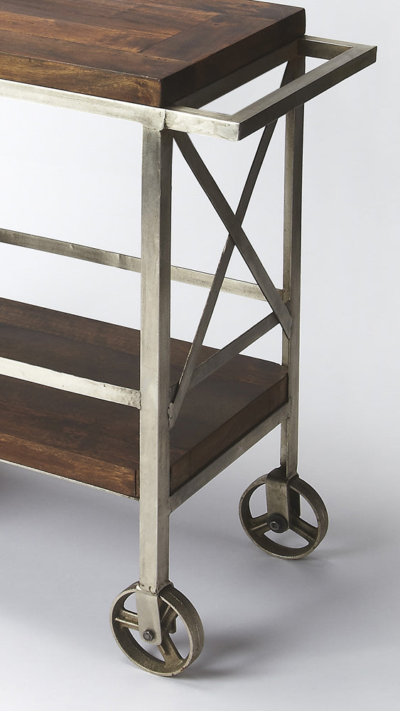 Butler Specialty Company - Merrill 34 in. W Rectangular Wood & Metal 2 Tier Bar Cart on Wheels, Multi-Color - 3541330