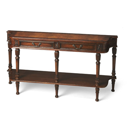 Butler Specialty Company - Merrion 60 in. W Rectangular Wood 2 Drawer Traditional Console Table with Lower Open Shelf, Medium Brown - 872101 view 1