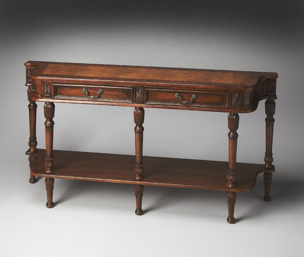 Butler Specialty Company - Merrion 60 in. W Rectangular Wood 2 Drawer Traditional Console Table with Lower Open Shelf, Medium Brown - 872101 view 3