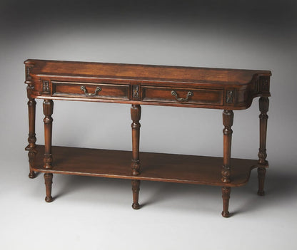 Butler Specialty Company - Merrion 60 in. W Rectangular Wood 2 Drawer Traditional Console Table with Lower Open Shelf, Medium Brown - 872101 view 3