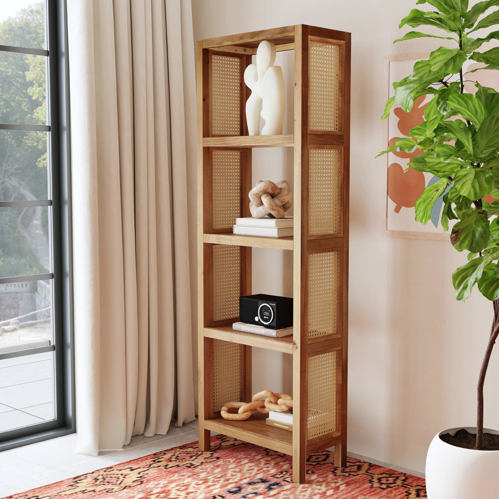 Butler Specialty Company - Mesa 24 in. W Rectangular Cane/Solid Wood 4 Tier Etagere Bookcase, Natural - 9752438