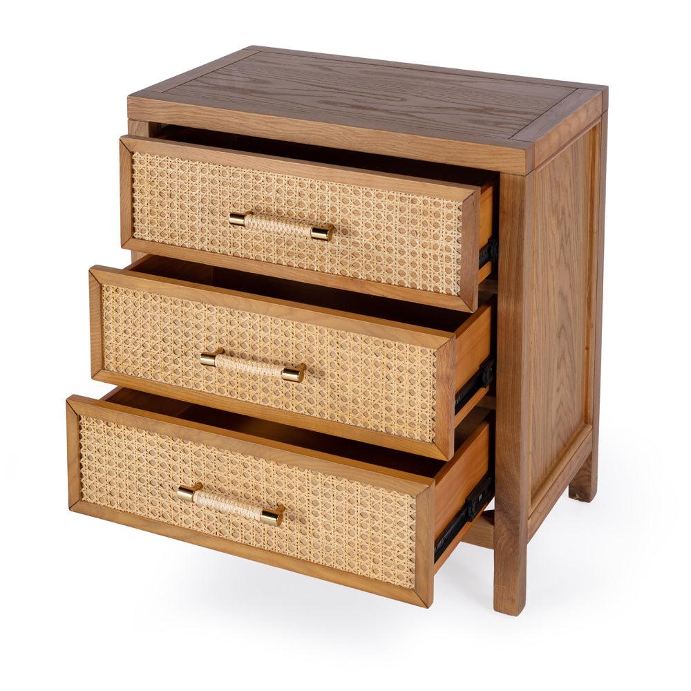 Butler Specialty Company - Mesa 25 in. W Rectangular Cane/Solid Wood 3 Drawer Chest, Natural - 9750438