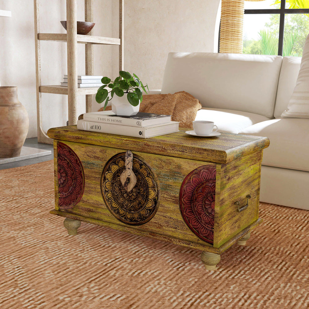 Butler Specialty Company - Artifacts - Mesa 33 in. W Rectangular Carved Wood Trunk Coffee Table, Assorted Color - 3140290