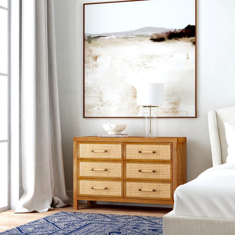 Butler Specialty Company - Mesa 44 in. W Rectangular Cane/Solid Wood 6 Drawer Dresser, Natural - 9751438