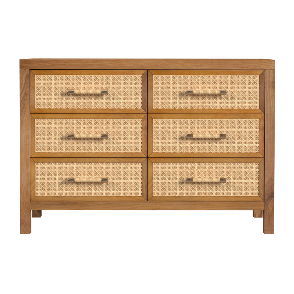 Butler Specialty Company - Mesa 44 in. W Rectangular Cane/Solid Wood 6 Drawer Dresser, Natural - 9751438