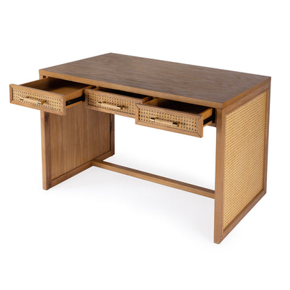 Butler Specialty Company - Mesa 48 in. W Rectangular Cane/Solid Wood 3 Drawer Writing Desk, Natural - 9754438