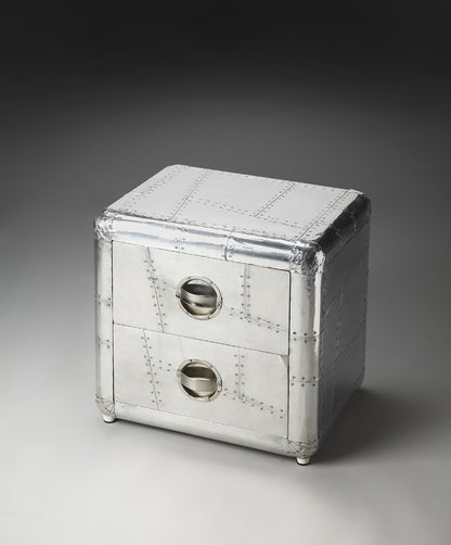 Butler Specialty Company - Midway Aviator - Midway 20 in. W Rectangular Metal & Wood Aviator Themed Side Table, Silver - 2537025