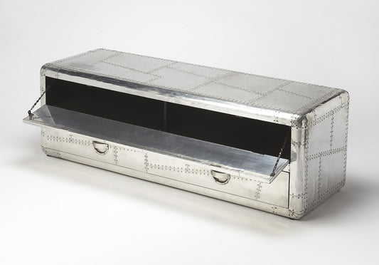 Butler Specialty Company - Midway Aviator - Midway 59 in. W Rectangular Metal Aviator Themed TV Stand, Silver - 6106330
